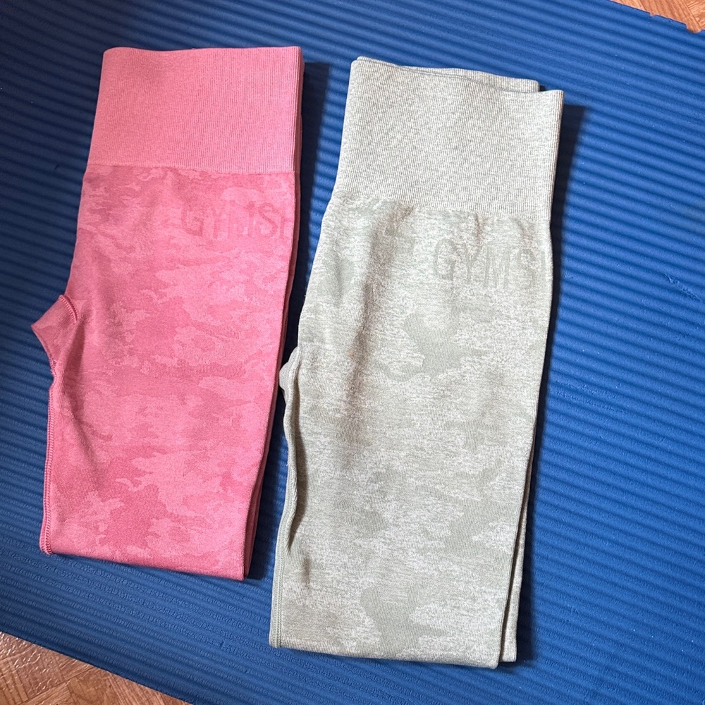 Gymshark Seamless Leggings Duo - Pink & Light Gray